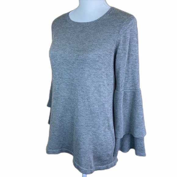 Kensie -  Stretch Crew Neck Ruffle Sweater - Picture 2 of 9